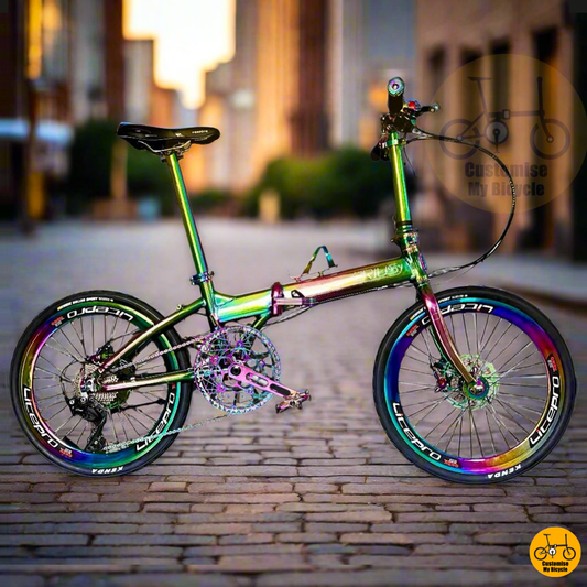 Crius Master 22-Inch Folding Bike – Oil Slick Frame for a Stunning & High-Performance Ride