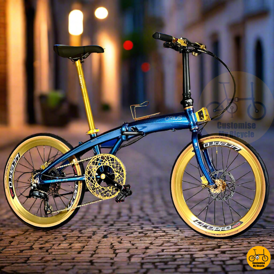 Crius Velocity Foldable Bicycle 22 Inch With Chameleon Blue Frame And Shimano 9s Gear For Smooth PCN Ride
