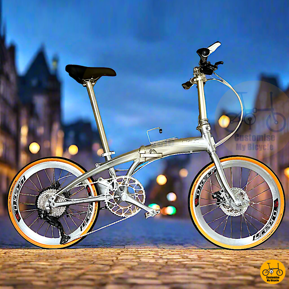 Crius Velocity 22-inch Folding Bike β Polished Silver Frame with Sleek Design