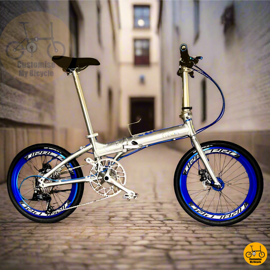 Polished silver Fnhon Blast 20-inch folding bike with Tiralpro Aero wheels