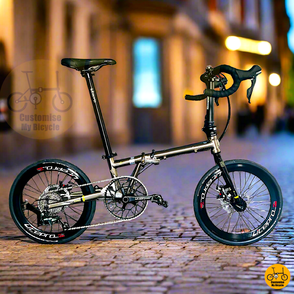 Fnhon Gust 20-inch Folding Bike – Titanium Gold Frame with Drop