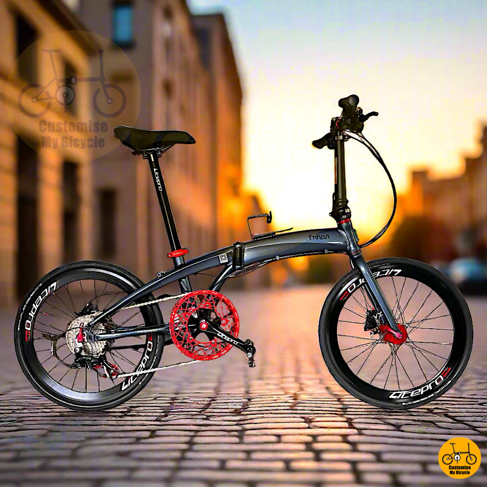 Fnhon Tornado 22-Inch Folding Bike β Sleek Galaxy Grey with Red Accents