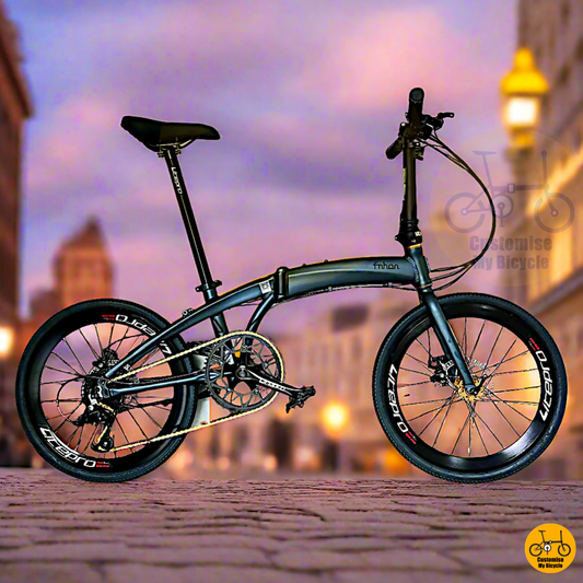 Fnhon Tornado 22β Dark Teal Blue β Stylish Foldable Bicycle with Gold Accents
