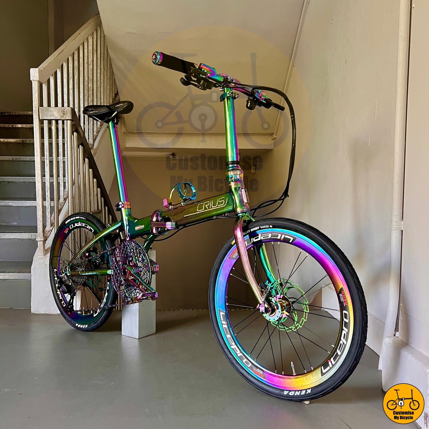Full Oil Slick Parts Crius Master 22-Inch Foldable Bicycle β A Premium & Eye-Catching Foldie