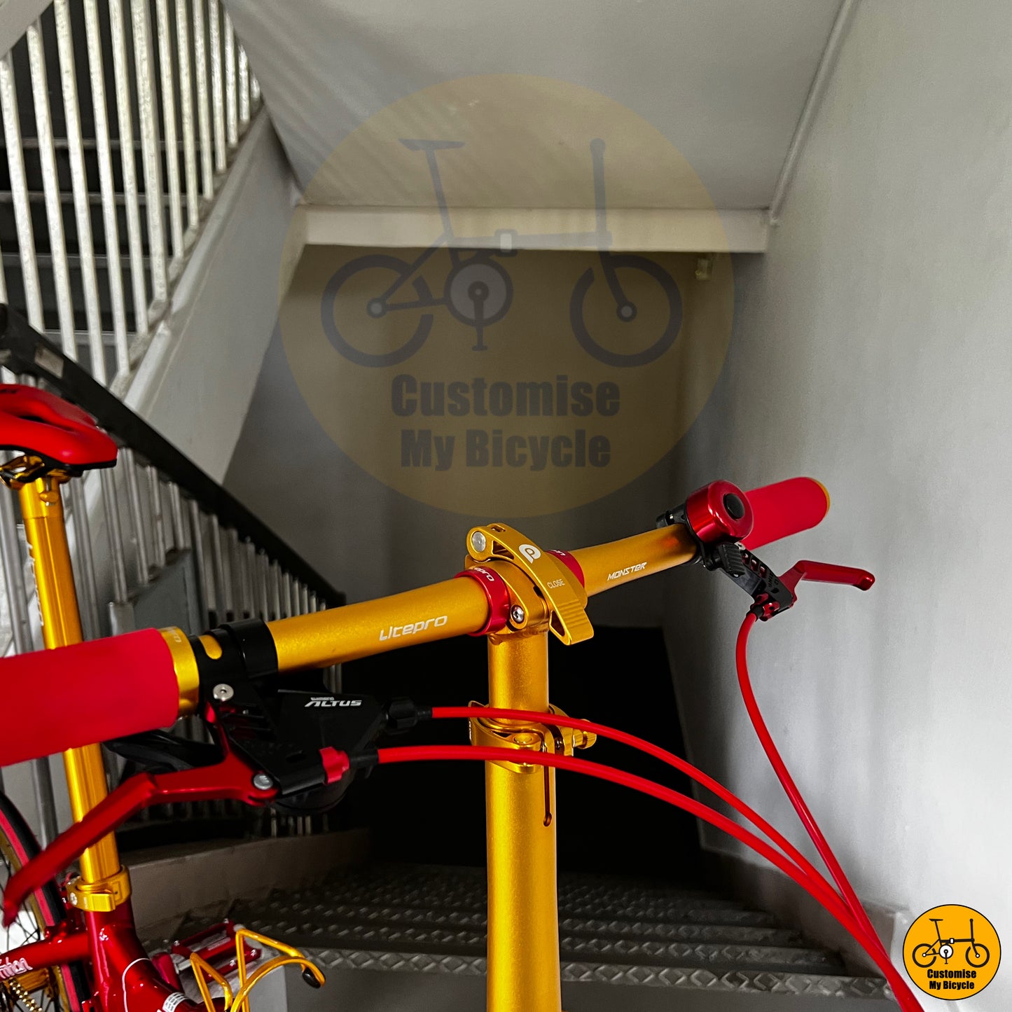 Cockpit Setup with Litepro Gold Straight Bar on High-Performance KAD2018 Model Fnhon Blast 22-Inch Foldie – Built for Speed