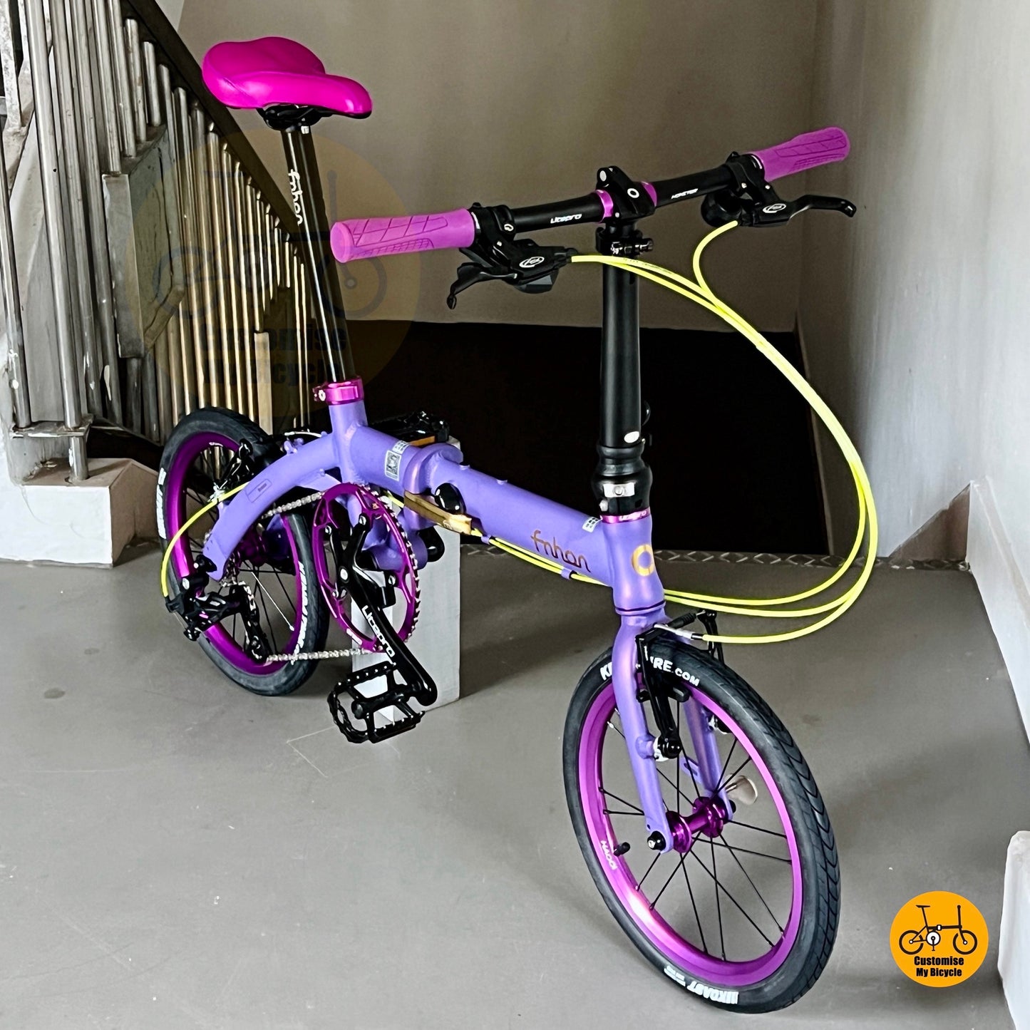 Basikal Lipat 16 Inci Fnhon Breeze Reka Bentuk Ringan Warna Purple Dengan Gaya Tersendiri