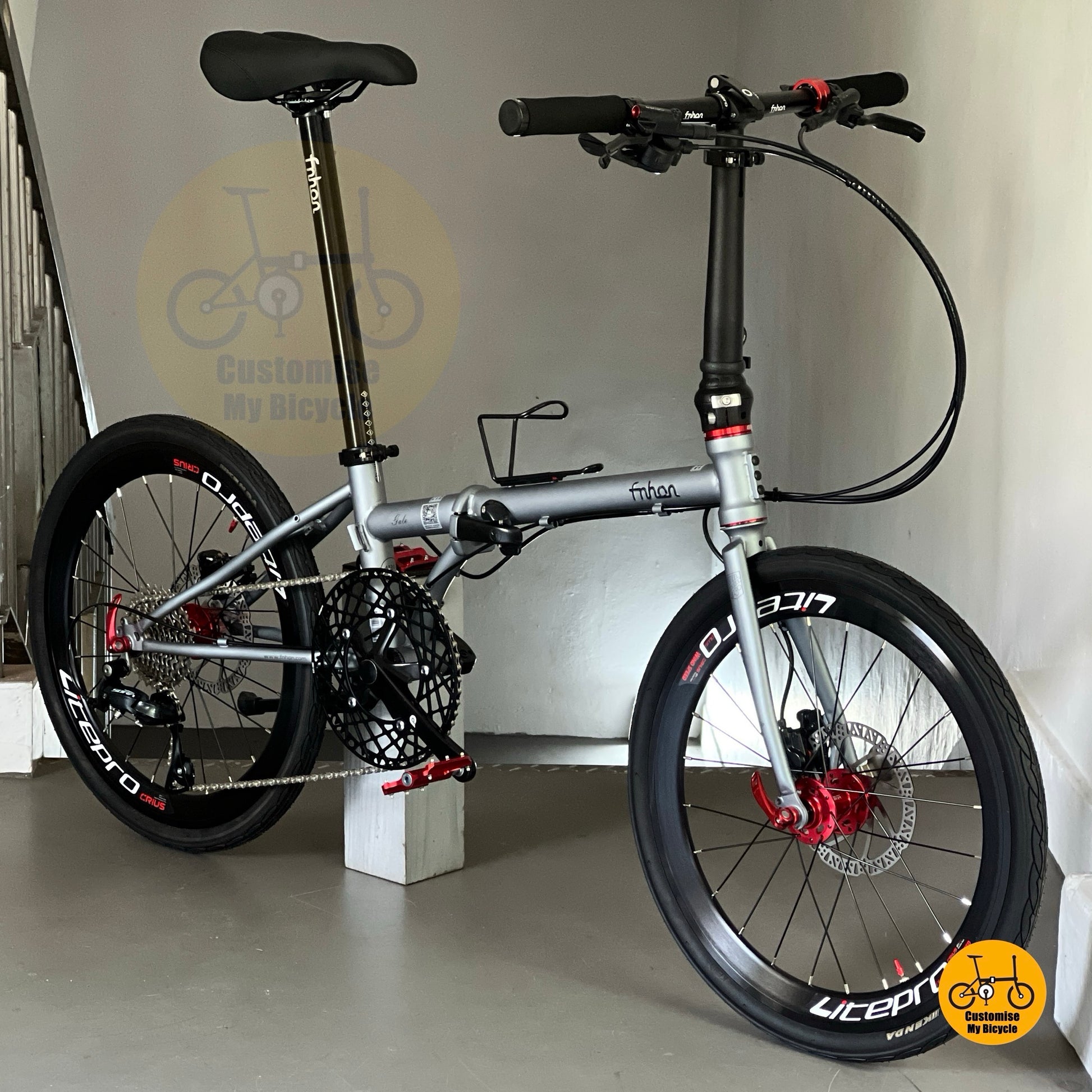 Basikal lipat Fnhon Gale 22 inci warna Battleship Grey dengan Shimano 9 kelajuan