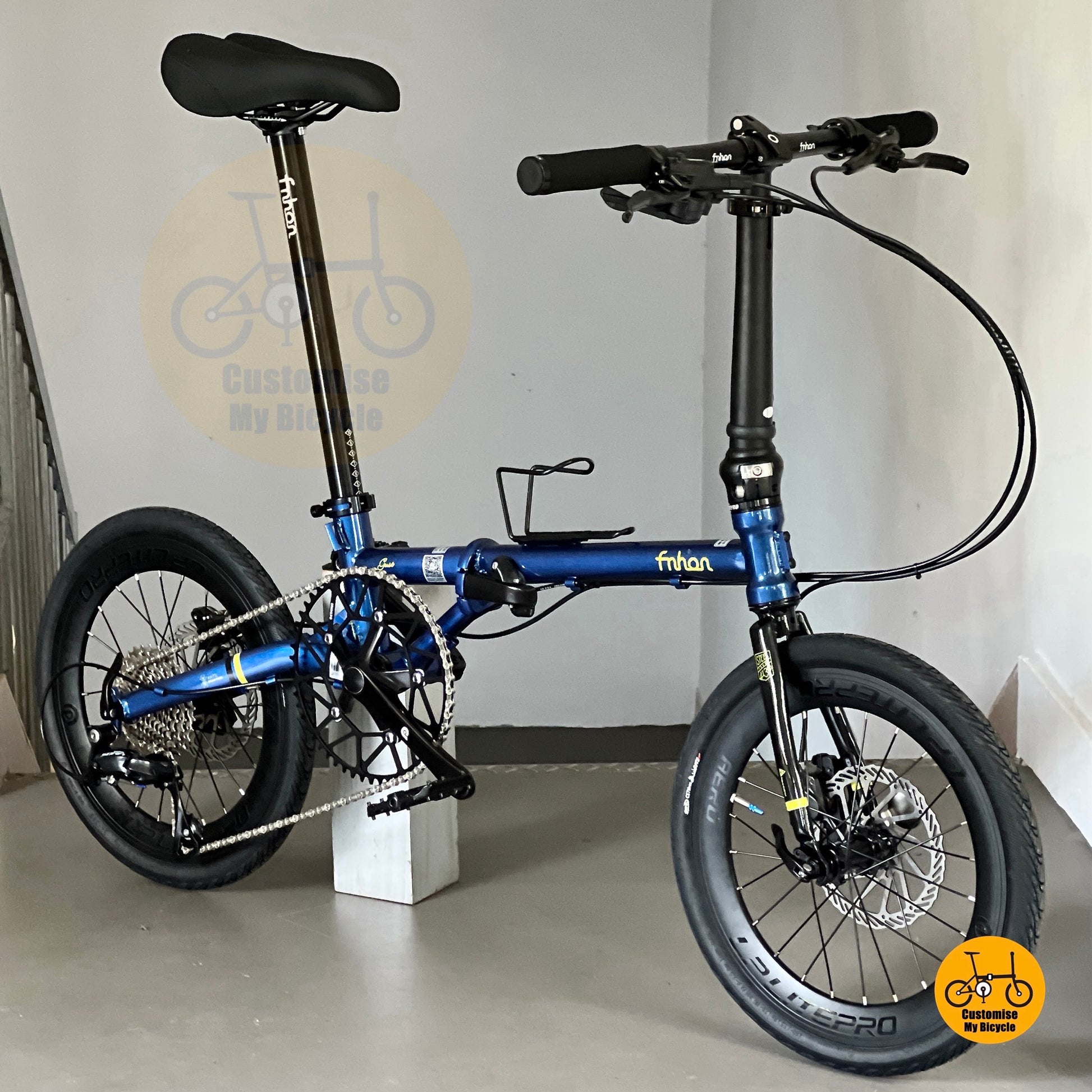 Fnhon Gust 18" Deep Sea Blue foldie with Shimano 9 speed gears and Litepro wheels