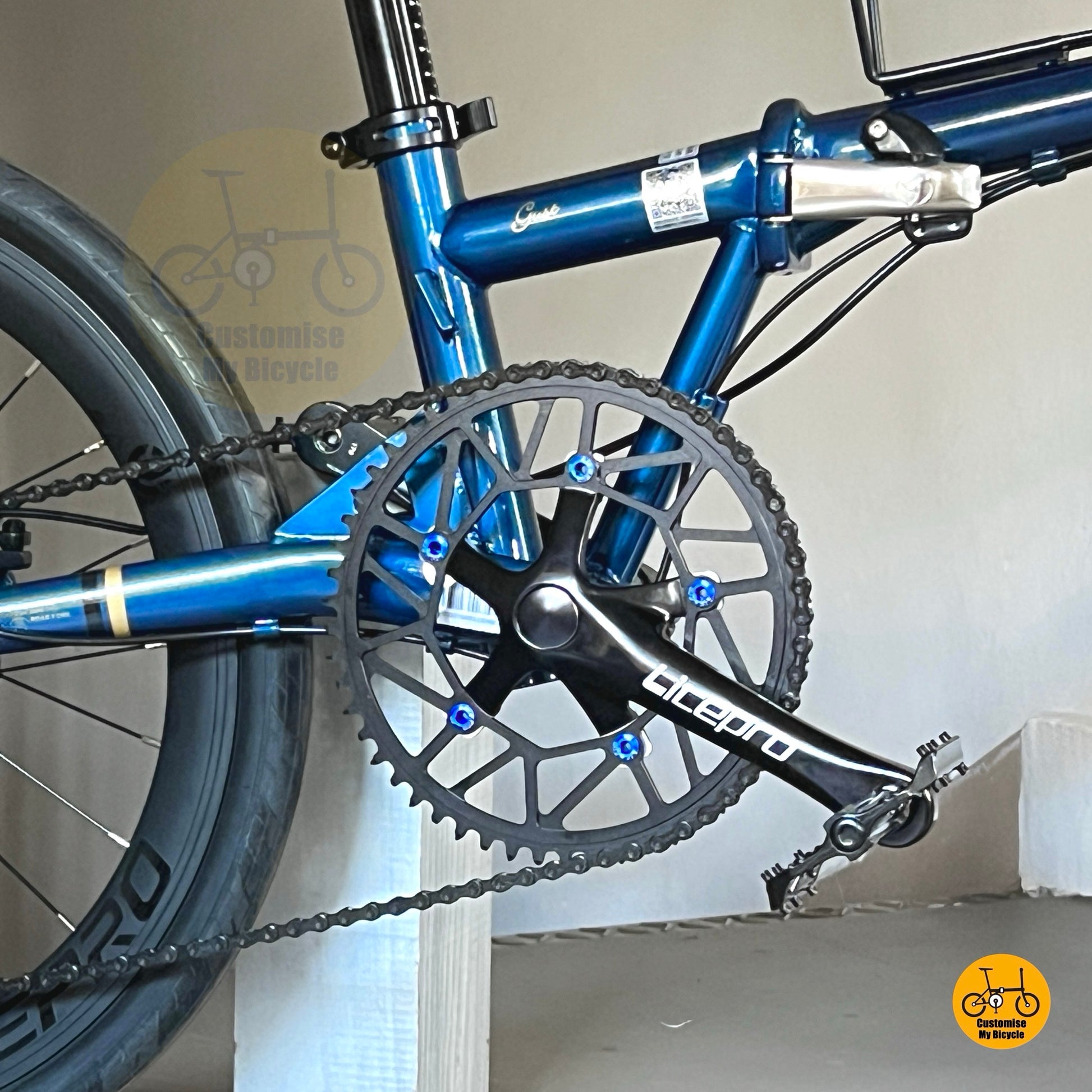 Litepro crankset on Low profile foldie with Litepro high profile wheels and MAXXIS tyres