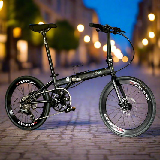 Fnhon Storm 22 Inch Folding Bike Matte Black Shimano 9s Lightweight Foldie Bicycle