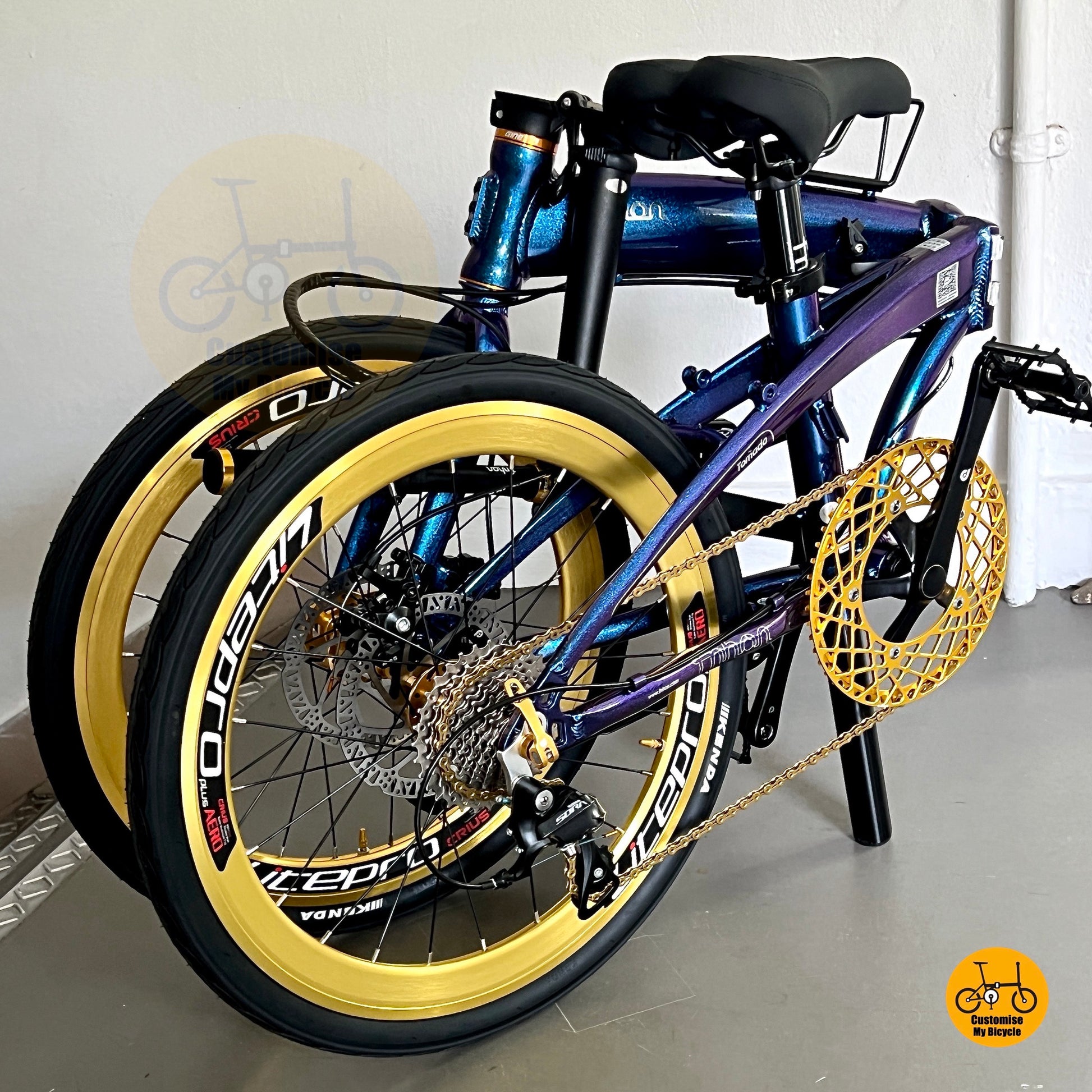 Fnhon Tornado commuter folding bike Chameleon Blue