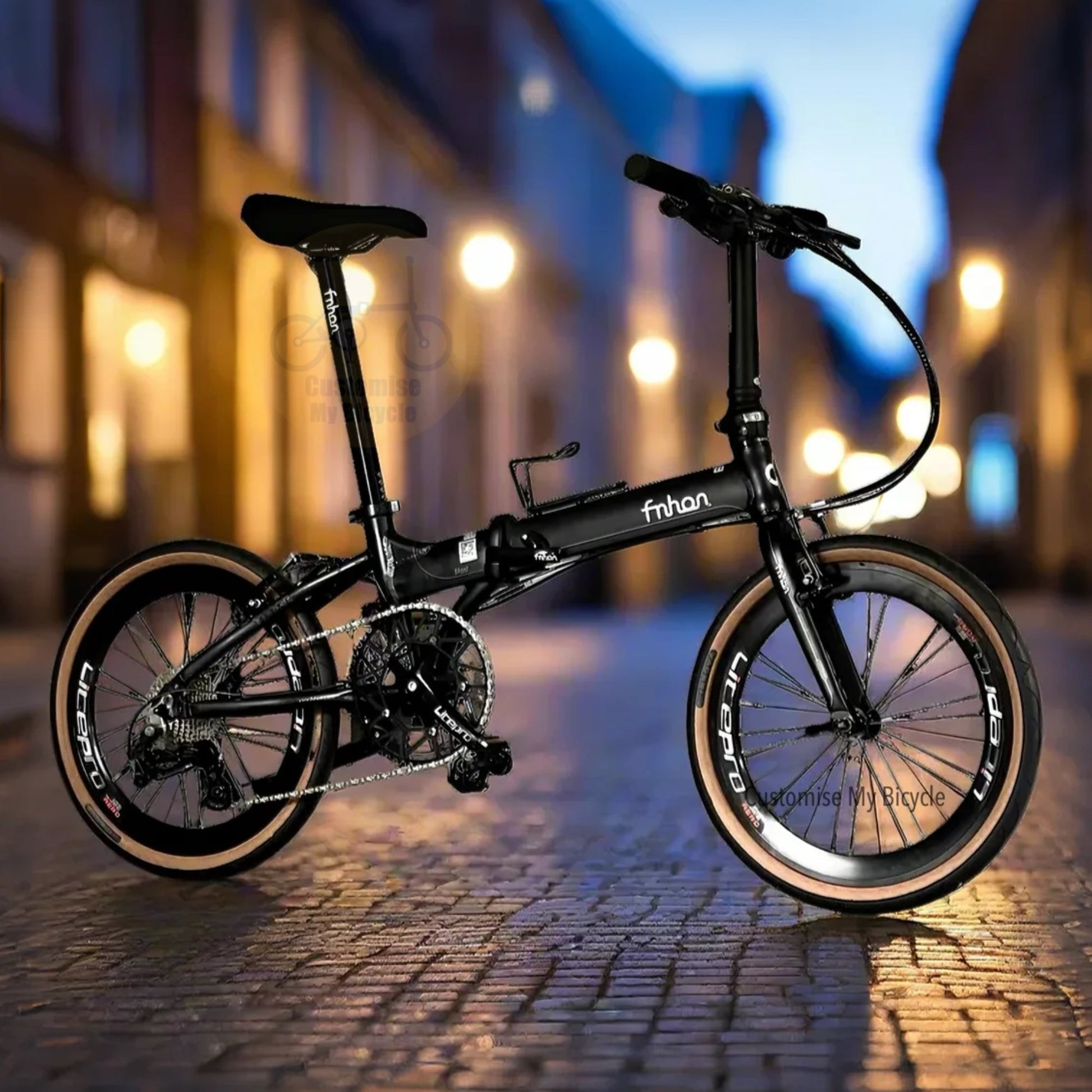 Fnhon Blast 20β foldable bicycle with Sensah 9 gears Litepro wheels Matte Black frame