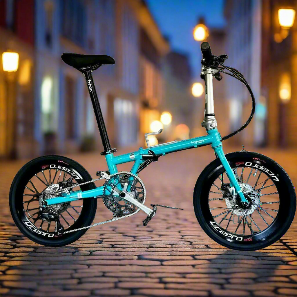 Fnhon Gust 20 Inch Turkish Blue Folding Bike With Shimano 9 Gears And Litepro Components
