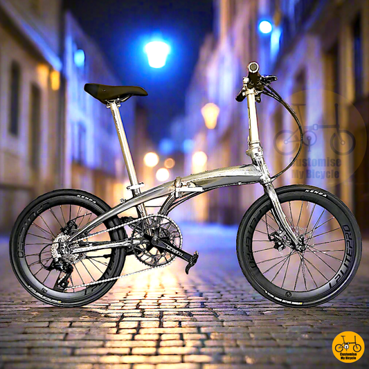 Crius Velocity 22-inch Folding Bike – Chrome Silver Frame with Matte Black Wheels
