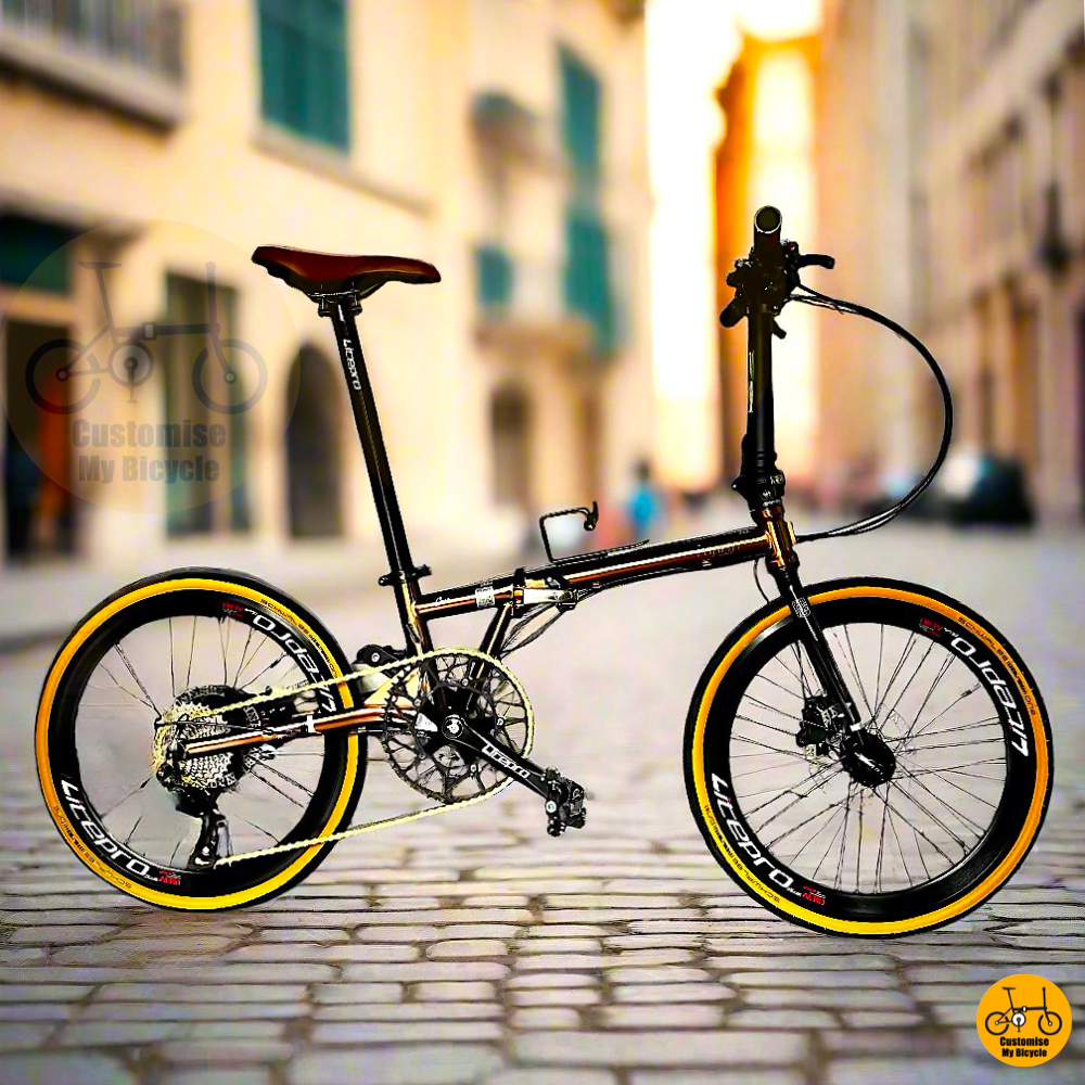 Fnhon Gust 20-inch Folding Bike – Rose Gold Frame & Schwalbe One Tan Wall Tyres
