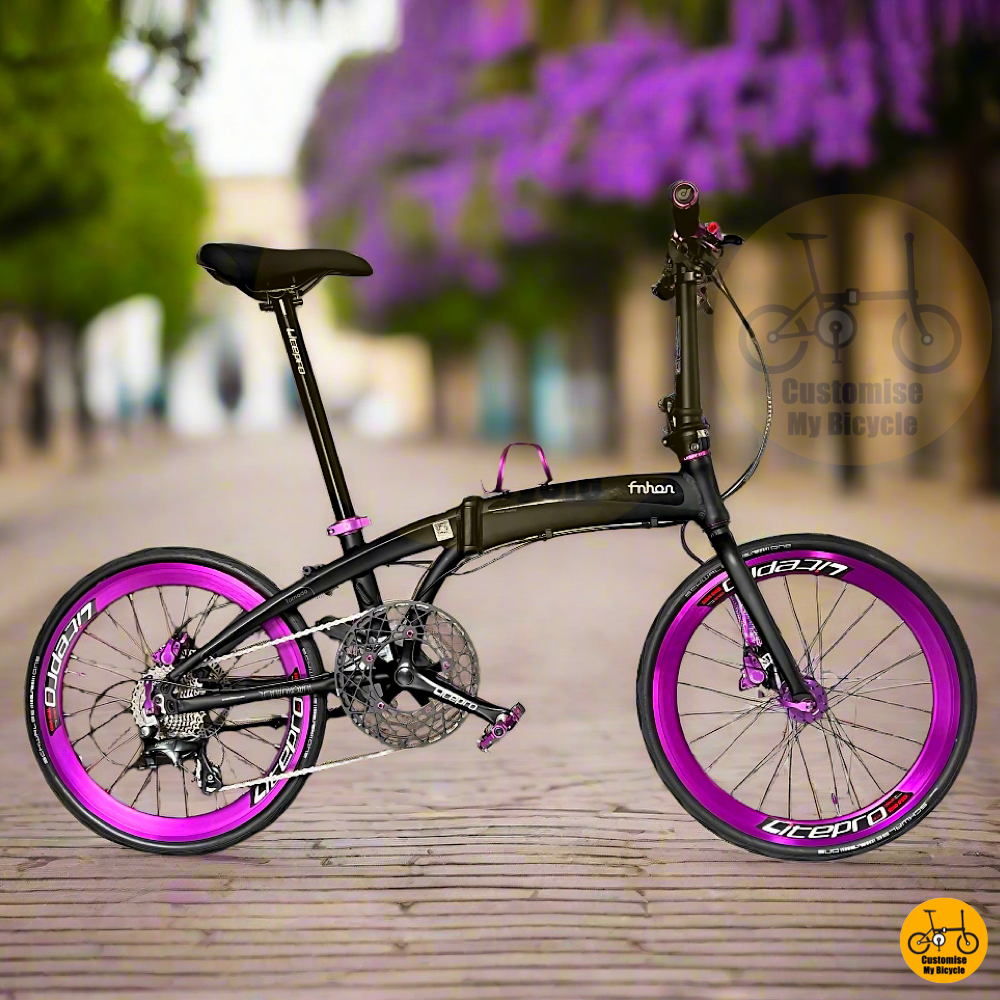 Fnhon Tornado 22-inch Foldie with Lavender Highlights, Custom Parts & Dolphin Frame Design
