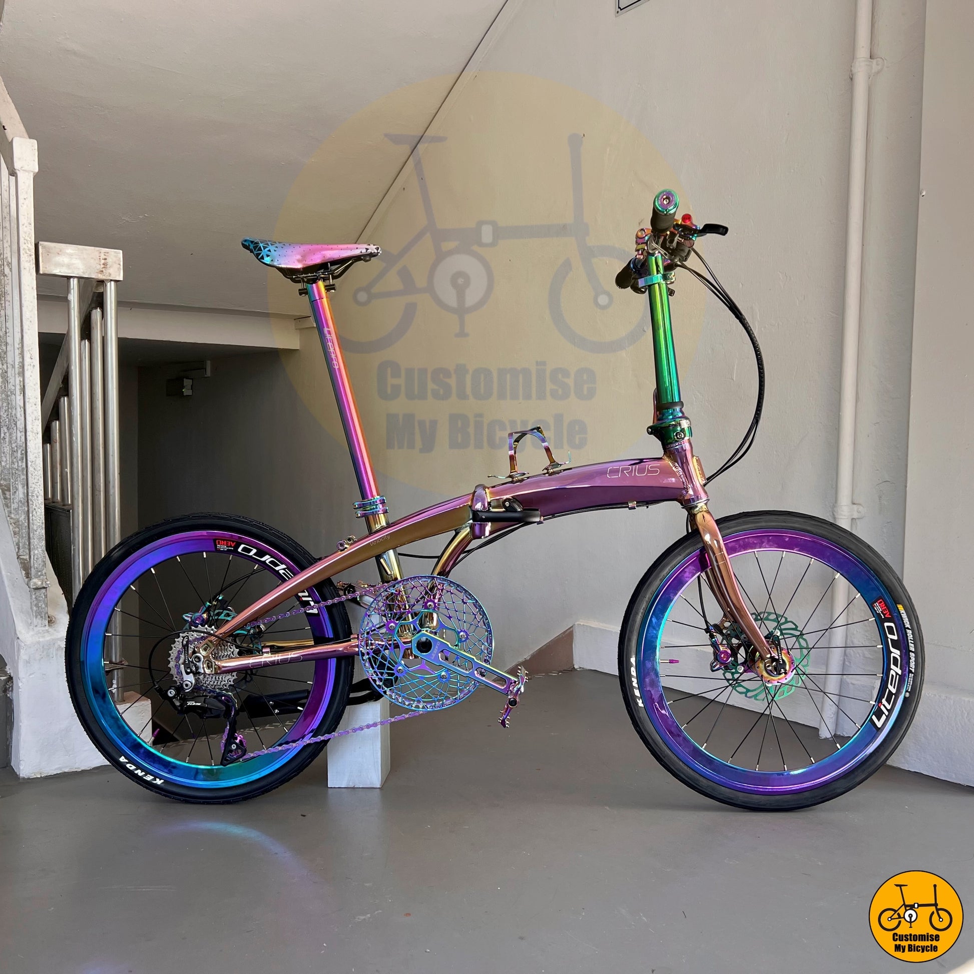 Crius Velocity 22-inch City Bike – Stunning Oil Slick Frame with Litepro Parts
