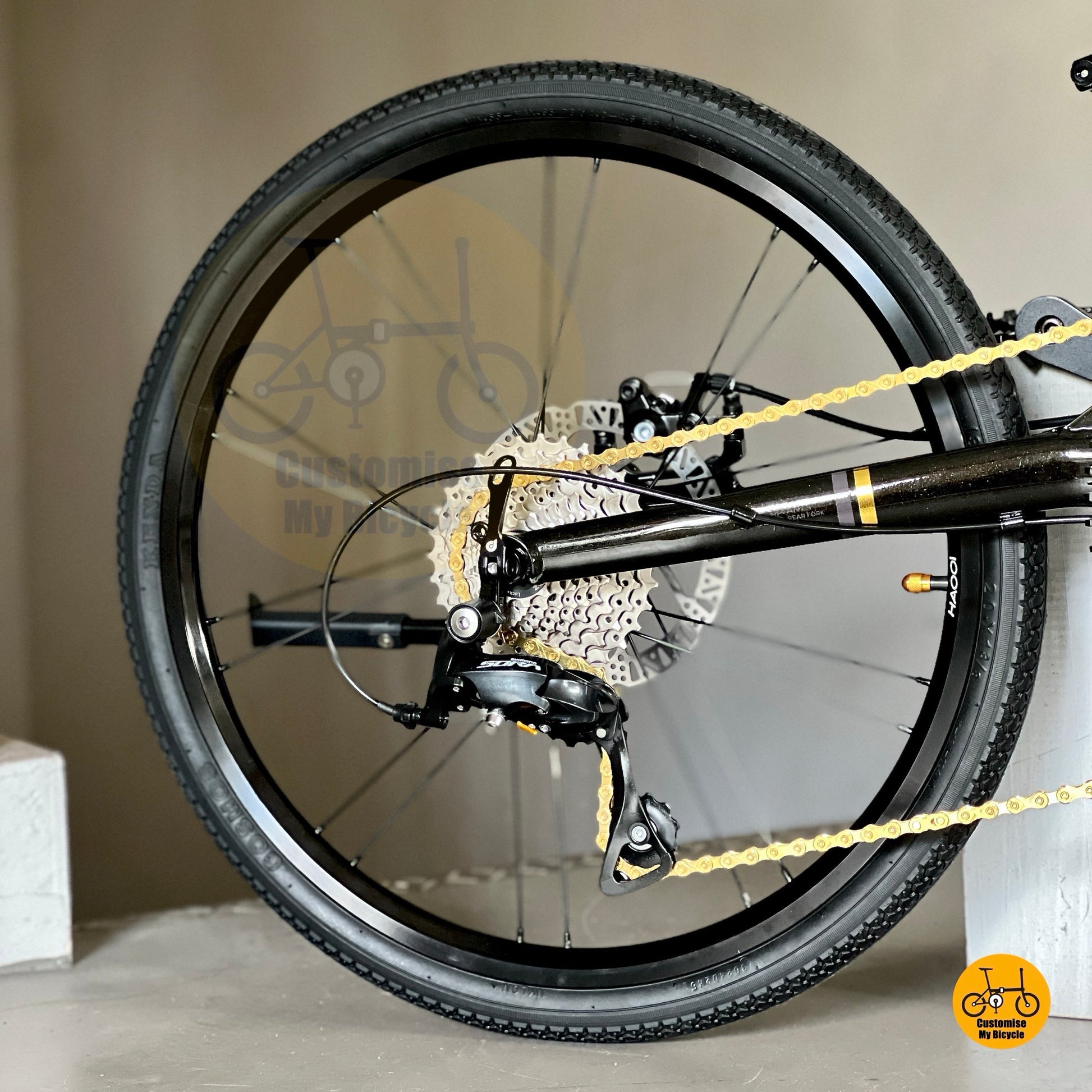 shimano sora 9s folding bicycle drivetrain  
