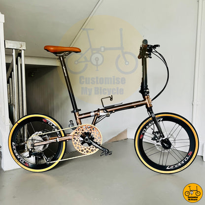 Basikal Lipat Fnhon Gust 20-Inci – Rangka Rose Gold & Reka Bentuk Unik
