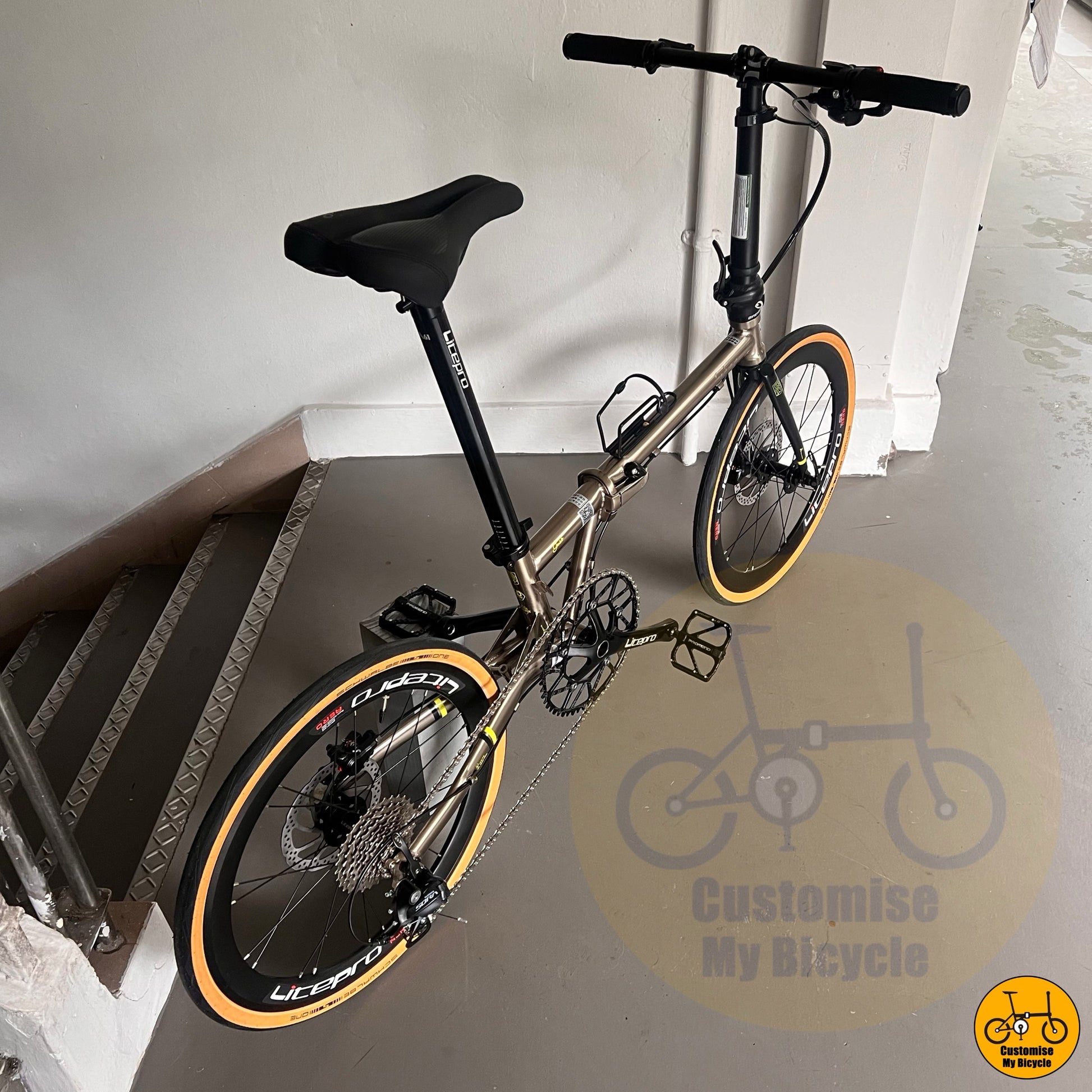 Fnhon Gust foldable bicycle with elegant design and tan tyres
