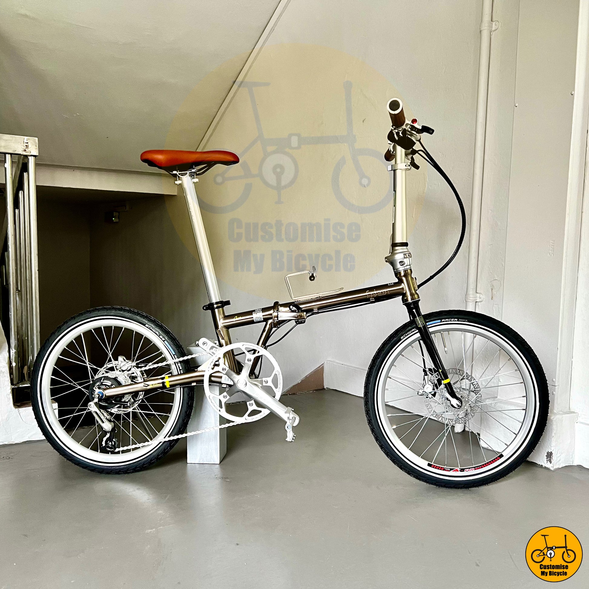 Fnhon Gust 20-inch Foldie – Sleek Titanium Gold Frame with Alfine Hub for City Commuting
