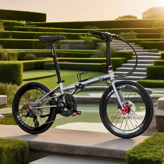 Fnhon Gale 22 inch Battleship Grey folding bike full side view

