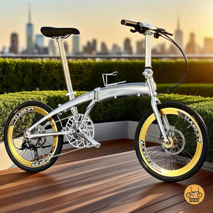 Fnhon Tornado 20 inch Polished Silver folding bike side profile
