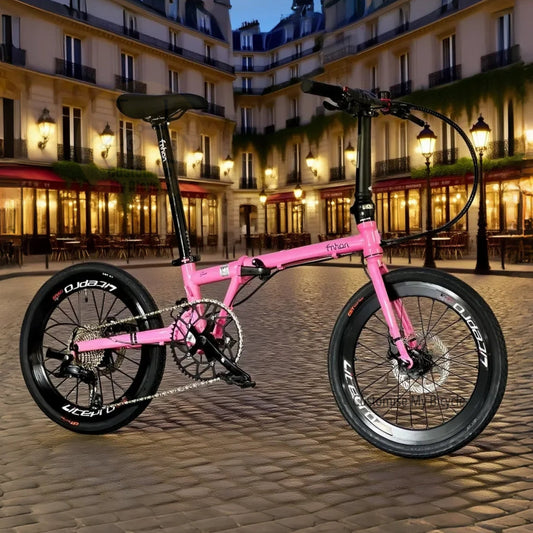Fnhon Gust 20 inch folding bicycle hot pink Shimano 10 speed Tiagra lightweight aluminium alloy frame
