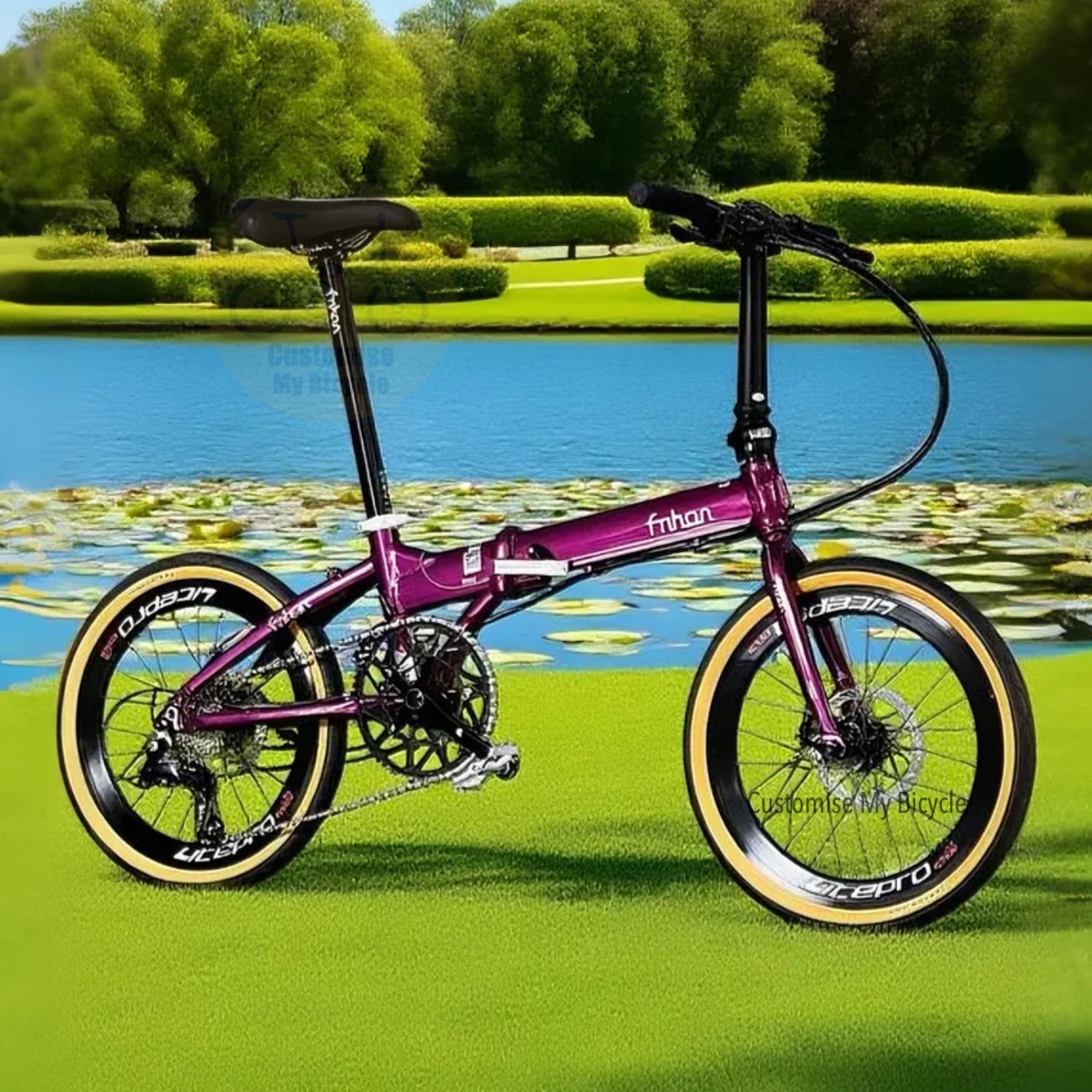 Fnhon Blast 20 inch Royale Purple folding bicycle Shimano 9 speed lightweight alloy frame with Litepro wheels
